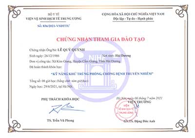 chung-nhan-dao-tao Chứng chỉ kiểm soát côn trùng của Viện Vệ Sinh Dịch Tễ Trung Ương