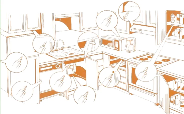 Diệt gián - Các vị trí khuyến nghị bơm bả gel trong bếp